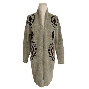 Debut size medium knit cardigan open front pockets Aztec tribal Southwestern